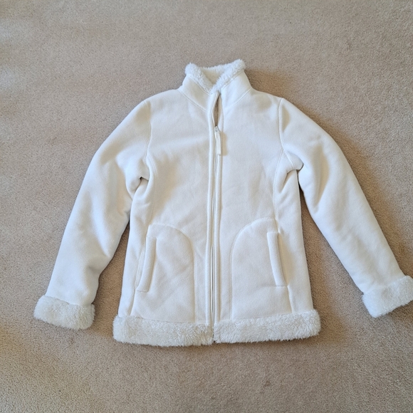 Uniqlo Reversible Jacket Sherpa Fleece Cream Size Small Cozy Neutral Zip Up - Picture 14 of 14